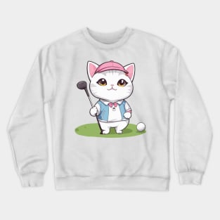 Cute Kitty Playing Golf Crewneck Sweatshirt